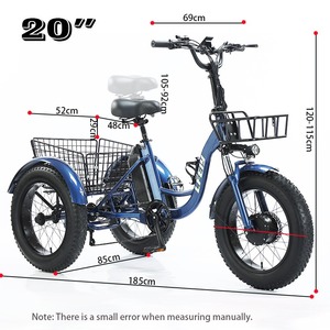 Tricycle électrique en aluminium 48 V, pliable, 20 pouces, pour adultes, avec panier avant - Product Image 3