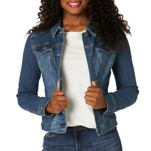 Veste en jean à manches longues décontractée pour femmes en gros respirant bas quantité minimale de commande chaud élégant meilleure qualité personnalisé femmes veste en jean - Product Image 1