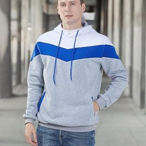 OEM/ODM Sweats à capuche épais pour hommes Logo personnalisé Streetwear Tops à capuche Vente en gros de sweats surdimensionnés en coton Motif patchwork - Product Image 3