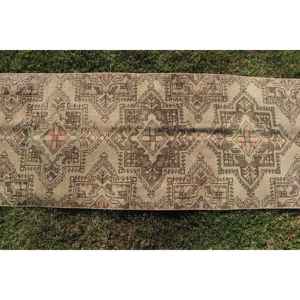 2,1x8,7 ft <b>Runner</b> Vintage Rug, Turkish Rug, Brown <b>Red</b> Striped Wool Rug - Product Image 3