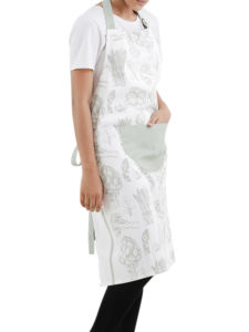 Tablier luxueux en coton imprimé floral sans manches avec bretelles réglables et poche avant pour la maison, les hôtels ou la cuisine - Product Image 2