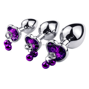 Heart-Shaped <strong>Anal</strong> Plug Wholesale S M L Sizes Metal Jewel Butt Bells with Traction Chain Prostate Training Plug <strong>Anal</strong> Sex Toys - Product Image 3