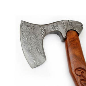 ขวานขวานโทมาฮอว์กเหล็กดามัสกัสด้ามไม้ดอกกุหลาบเครื่องมือเดินป่าเกรดอุตสาหกรรมขายส่ง - Product Image 4