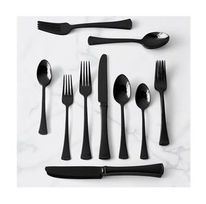 Livraison rapide Restaurant Hôtel En Acier Inoxydable Dîner Cuillère Noir Mat Cuillère En Acier Inoxydable Mariage Couverts Ensembles - Product Image 4