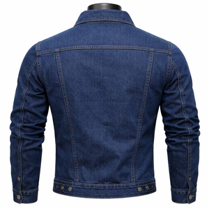 Classic Dark Blue Denim Jacket Vintage Casual Cotton Jeans <b>Coat</b> Wholesale Custom <b>Long</b> Sleeve Fall Winter Workwear Denim Jacket - Product Image 2