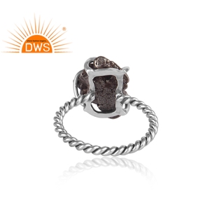 Bague en argent Sterling de haute qualité, conception brute, météorite authentique, fabricant de bijoux en pierres précieuses brutes - Product Image 4