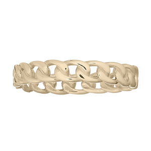 Bague plaquée or jaune liée à chaîne gourmette plate en argent 925 pour les occasions de cadeaux - Product Image 2