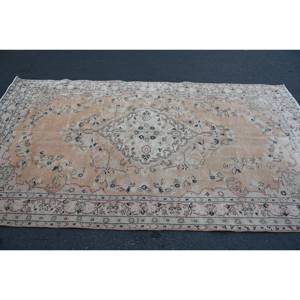 Alfombra turca de lana clásica Beige de 5,4x9,4 pies, diseño de retazos para entrada, sala de estar, dormitorio, forma Rectangular, respaldo de látex - Product Image 3