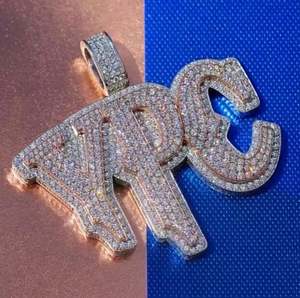 Colgante de Plata de Ley 925 chapado en oro blanco de 14 quilates, Ct 3,30, corte de moissanita Real, letra personalizada, abalorio de diamante, joyería para fiestas - Product Image 1