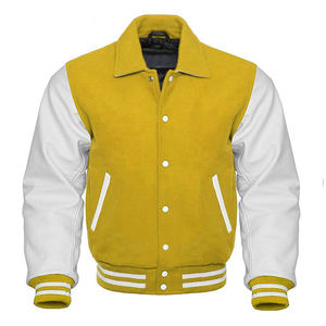 OEM Manufacture Custom logo Blank Plain <b>Varsity</b> <b>Jacket</b> Leather Sleeve Chain Chenille Embroidery <b>Vintage</b> Letterman <b>Varsity</b> <b>Jacket</b> - Product Image 1