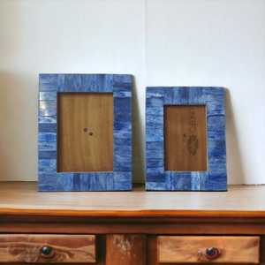 Cadre Photo de table en bois de manguier classique boîte émaillée bleue décoration de la maison en gros Style artistique cadeaux de vacances de noël artisanat - Product Image 6