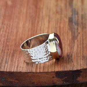 Rosa roja Dalia turquesa anillo 925 plata esterlina Banda ancha Boho boda declaración joyería regalo - Product Image 4