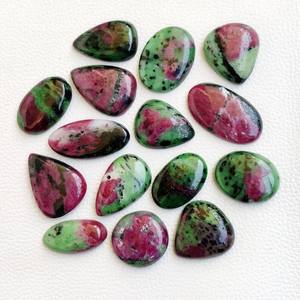 Lote de zoisita de rubí cabujón natural, lote de piedras preciosas de Rubí, un lado plano, lote de piedras preciosas sueltas pulidas a mano hechas a mano - Product Image 1