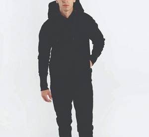 Ensemble de survêtement d'hiver léger et décontracté pour hommes 100% coton grande taille pantalon de survêtement respirant imprimé sur le devant avec cordon de serrage à capuche - Product Image 4