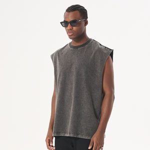 High Street Outer Washed Tank Top Hombres Lavado Vintage Camiseta Chaleco Sin mangas Streetwear Hipster Tank Top - Product Image 2