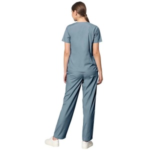 Clásico 5 bolsillos cuello mandarín Scrubs ajuste Regular manga corta Pull-On mujeres médicos traje personalizado etiqueta privada de punto - Product Image 5