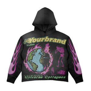 2024 Custom DTG Comfortable Men's XS Winter Hip Hop Hoodie Solid No Strings Hidden Pocket Cut Edge Distressed Cropped All Print - Product Image 4