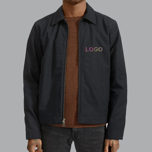 OEM High Quality Custom Logo <b>Men's</b> Vintage Canvas <b>Jacket</b> Customized Metal Zipper Canvas <b>Filled</b> Cotton Padding <b>Men</b> Work <b>Jacket</b> - Product Image 3