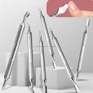 Pousse-cuticules double tête en acier inoxydable de haute qualité, style russe, outil de manucure pour le nettoyage des ongles - Product Image 1