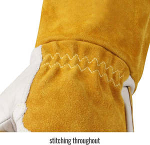 Guantes de soldadura de cuero partido De Vaca profesional de seguridad a prueba de fuego anticortes Venta personalizable forrada de algodón de 12 pulgadas - Product Image 5