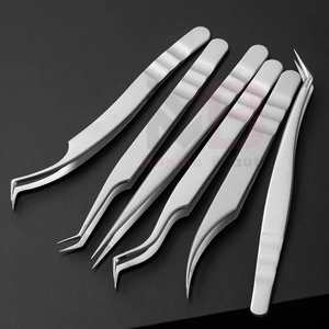 Ensemble de pinces à extensions de cils en acier inoxydable 100% satiné, tendance, meilleure prise en main avec pointe en fibre pointue - Product Image 5