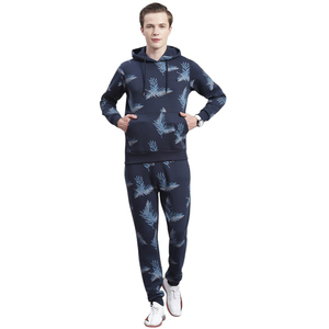 Buen proveedor con logotipo propio Diseño único cómodo con tarifa al por mayor Hombres Azul marino Impreso con capucha Chándales de manga completa - Product Image 1