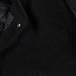 Vestes de baseball en cuir de haute qualité, couleur noire unie, en tissu de laine, pour hommes - Product Image 4