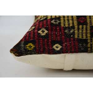 Almohada de lana de retazos Kilim Multicolor de lujo de 12x20 pulgadas tejido Vintage hojas patrón cojín decorativo para sofá ropa de cama - Product Image 4