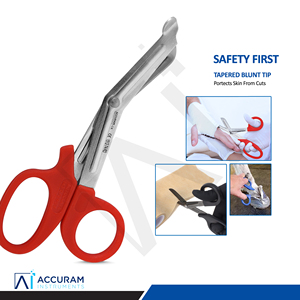 Tijeras Médicas para Trauma, Tijeras para Vendajes de 14.5 cm, Punta Angulada de Plástico, Manual, Certificación CE, Kit Quirúrgico para Uso de Emergencia - Product Image 3