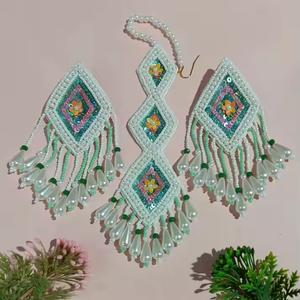Boucles d'oreilles créoles bohèmes à franges de perles, faites à la main, géométriques, avec pampilles, bijoux ethniques pour femmes, style mode - Product Image 4