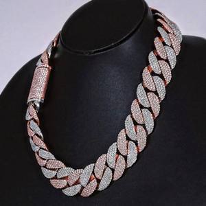 Chaînes à maillons cubains personnalisées en argent 925 de 22mm de large diamants Moissanite VVS Style glacé Hip Hop lourd pour les fêtes cadeaux passe diamant - Product Image 1