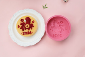 Molde de silicona para pastel de <span class=keywords><strong>mousse</strong></span> del Año del Caballo 2026, molde para hornear postres con el caracter 'Fu' del Año Nuevo Lunar, diseño de caballo de la fortuna, venta al por mayor - Product Image 4
