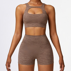 Ropa deportiva de moda temporada de otoño gimnasio Fitness Yoga desgaste Sujetador deportivo y pantalones cortos OEM ropa deportiva Sexy fabricante de ropa de lujo - Product Image 3