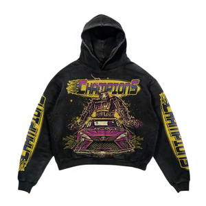 OEM Hombres de moda Tie Dye Sudadera con capucha Logotipo personalizado Lavado de piedra ácida Desgastado Algodón Stringless Peso pesado Vintage para el invierno - Product Image 6