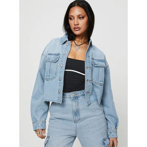Vente en gros 2024 Couleur personnalisée Logo imprimé Street Wear Veste en jean Veste en coton au design solide et élégant pour les femmes Service OEM - Product Image 1