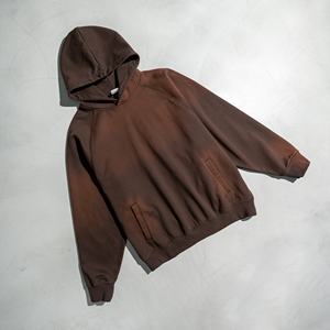 Sweats à capuche délavés à l'acide vintage teinture par pulvérisation personnalisée unisexe grande taille sweats à capuche pour hommes en coton éponge française - Product Image 2