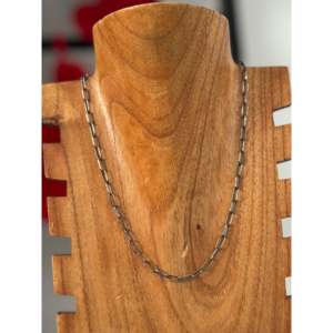 Collier de style religieux Navajo en or 14 carats, motif géométrique, chaîne à maillons trombone en argent sterling, perle, or blanc et or jaune, chaîne torsadée - Product Image 2