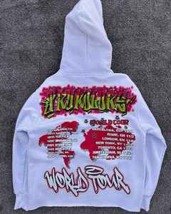 Impreso de gran tamaño en blanco 370 gramos algodón pesado canguro bolsillo pulóver Unisex hombres sudaderas con capucha personalizadas fabricantes - Product Image 5