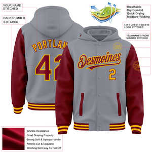 Compra chaqueta universitaria para hombre de alta calidad con capucha y mangas de cuero béisbol personalizado tallas grandes 2025 - Product Image 6