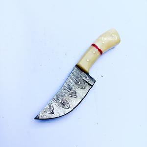 Venta caliente cuchillo de hoja fija de acero de Damasco con mango de madera hecho a mano al aire libre Bowie Camping cuchillos OEM soporte personalizado - Product Image 4