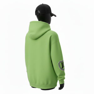 Sudadera con Capucha para Mujer, Algodón Premium, Felpa de Poliéster, Color Verde Sólido, Logotipo de Parche Bordado Personalizado, Sudaderas Básicas para Mujer - Product Image 5