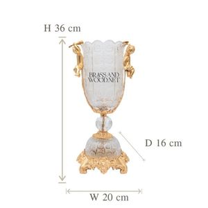 Jarrón de Ángel Cristal grabado a mano con adornos de latón macizo dorado - Product Image 2