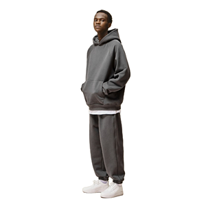 Conjunto de Sudadera con Capucha de Forro Polar para Hombre, Tallas Grandes, Estampado Personalizado, Casual de Invierno, Cortavientos, Transpirable y de Alto Gramaje - Product Image 1
