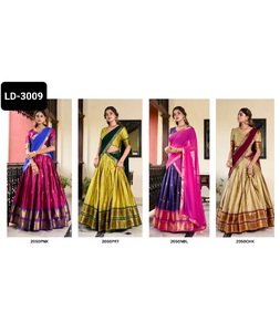 Matériau en soie de coton d'Inde du Sud Wedding and Festival Wear Lehenga Choli avec travail de tissage Wear traditionnel indien Choli - Product Image 1