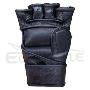ถุงมือฝึกมวย MMA สีดำแบบครึ่งนิ้วถุงมือฝึกหนังแท้พิมพ์ลายได้ตามต้องการ - Product Image 2