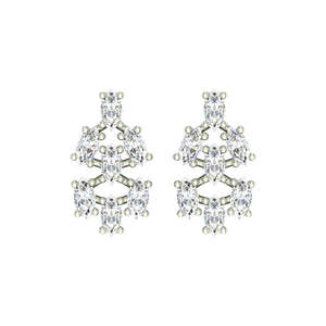 NOVAMART Fine Premium 925 Sterling <b>Silver</b> <b>Stud</b> <b>Earrings</b> for Women Girls Geometric Water Drop Featuring Marquise Princess Cut Wed - Product Image 1