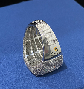 Hecho a mano 10K oro blanco personalizado Campeonato anillo estilo Hip Hop corte moissanita piedras rodio plateado diamante bodas fiestas - Product Image 5
