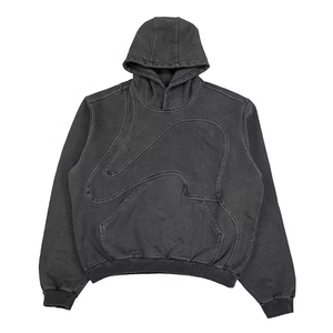 Sudadera con Capucha Corta de Diseño Vintage para Hombre, Estilo 2024, con Parches, Sin Cordones, Felpa Gruesa, Personalizable, Unisex - Product Image 3