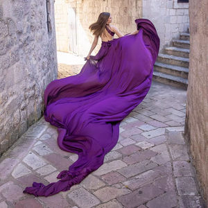 Nouvelle arrivée, robe longue sans manches de couleur bleu royal Santorini, nouvelle conception, robe longue fluide et volante pour femmes, pour séance photo - Product Image 1