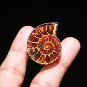 แหวนอัญมณีแอมโมไนต์ธรรมชาติทำจากเงินสเตอริง925แหวนหมั้นครบรอบปีของผู้หญิงคริสเตียนคลาสสิก - Product Image 1